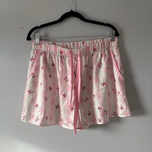 Altar’d State Pink Floral Satin Lounge Shorts